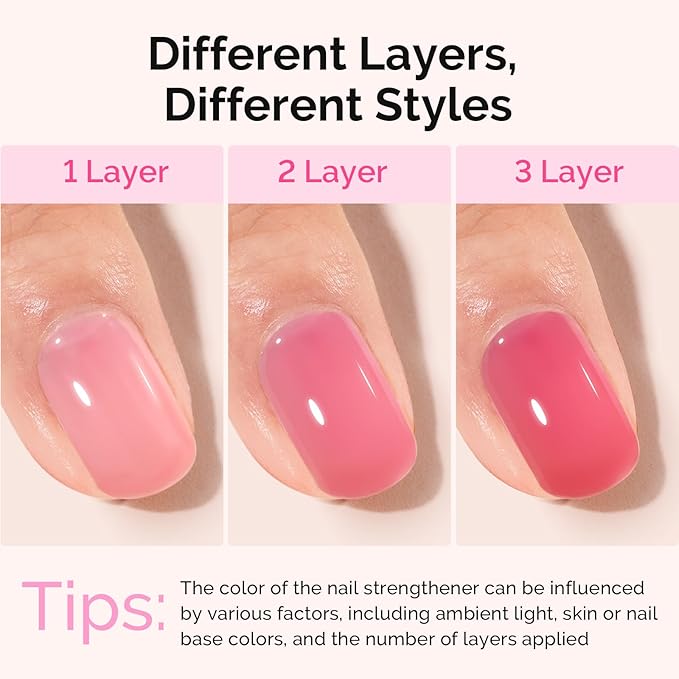 MelodySusie Nail Strengthener and Growth Treatment, 2-in-1 Ridge Filling Base Coat & Glossy Concealer Polish for Damaged Nail Repair and Healthy Shine,Gifts for Women 15ml 0.5 Fl Oz Red