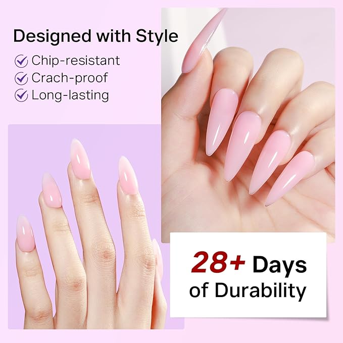 MIZHSE HEMA-Free Hard Gel for Nails-1.06oz Jelly Nude Pink Builder Gel Nail Stengthener U V/LED Extension Gels for Nail Repair for Women