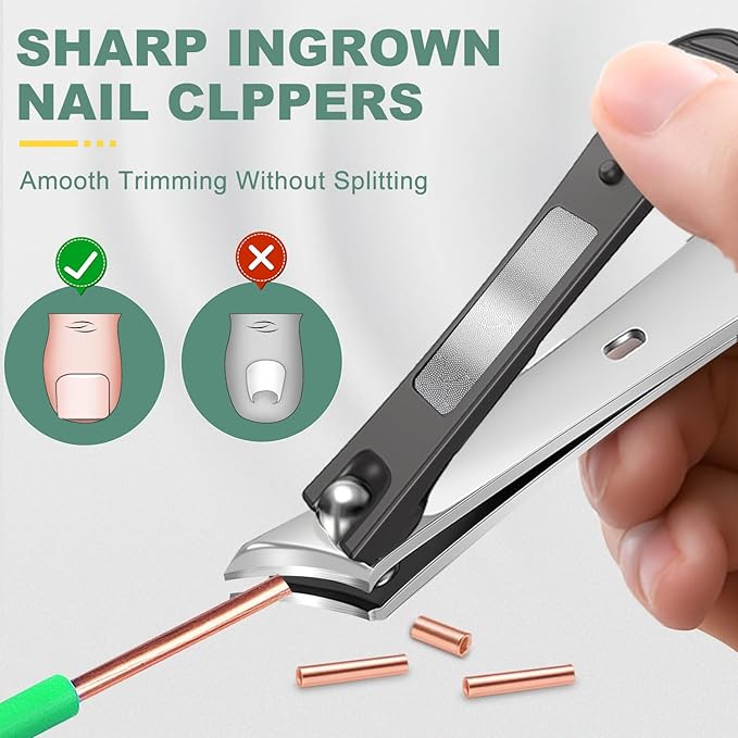 Ingrown Nail Clippers, CLPPNA Slanted Curved Blade Toe Nail Clippers for Ingrown Toenails & Fingernail, Stainless Steel Toenail Clippers Cutter, Angled Nail Clippers for Seniors, Men, Women