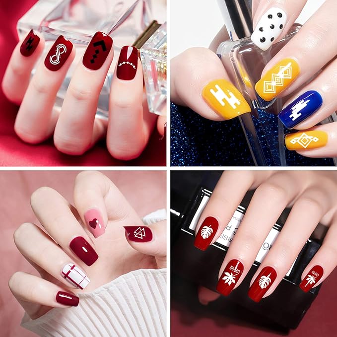SEISSO 7 Colors Nail Stamping Polish Gel Nail Stamper Kit with 5 Pcs Nail Stamping Plates for Nails Art Stamp Beginners Kitiy