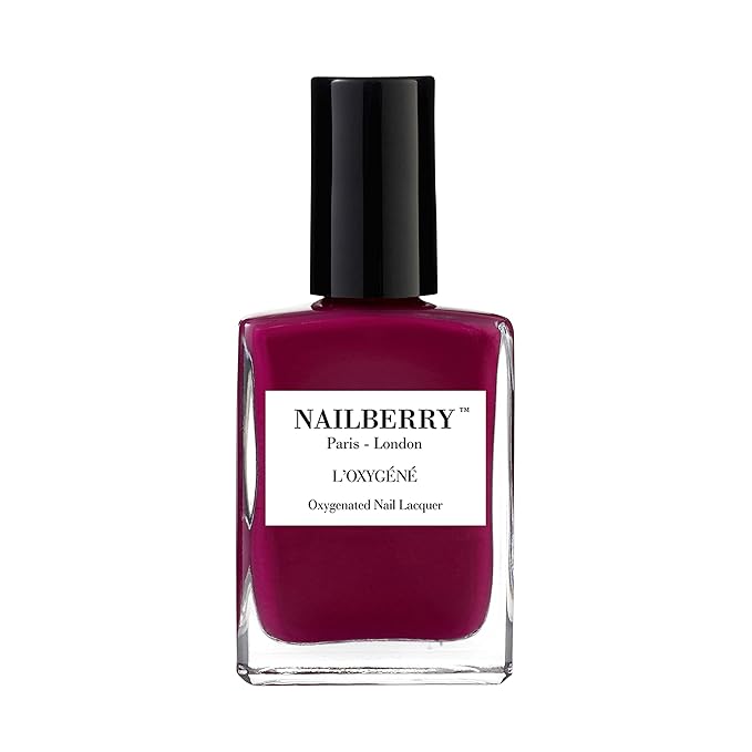 Nailberry L'Oxygéné Oxygenated Nail Lacquer | Raspberry | Red Fuchsia Opaque Nail Polish | UV Protected Long-Wear Nail Polish | 12-Free | Vegan | Certified Halal | Cruelty & Gluten Free | 15 ml