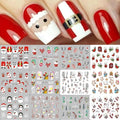 12 Sheets Christmas Nail Art Sticker Santa Claus Water Transfer Nail Decals Holiday Nail Decoration Winter Nail Stickers Christmas 3D Self Adhesive Nail Art Supplies for Women