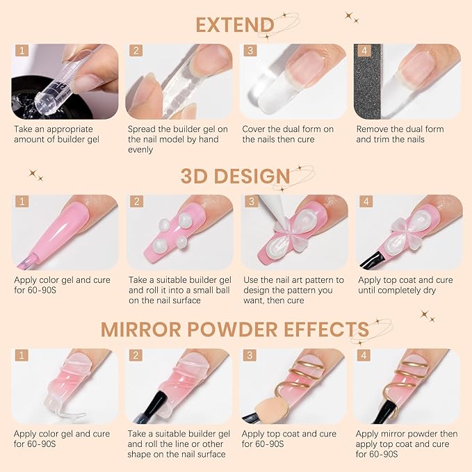 3d Gel Nail Art Sculpture Non Stick Hand Molding Gel for Nails Multifunctional Solid Builder Gels for Extension Carving Sculpting Beauty Charms for Beignner and Salon DIY