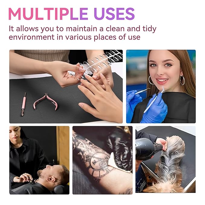 Makartt Disposable Nail Mats: 50Pcs Foldable Nail Paper Towels for Table Acrylic Practice Sheet 3 Ply Waterproof Nail Art Table Mats Clean Pads for Salon Manicure Tattoo Black