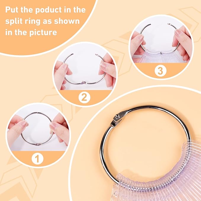 Subay 100pcs Fan-shaped Nail Swatches Sticks with Number Stickers, False Fake Nail Art Tips Sticks Polish Gel Salon Display Practice Tools with Metal Split Ring Holder