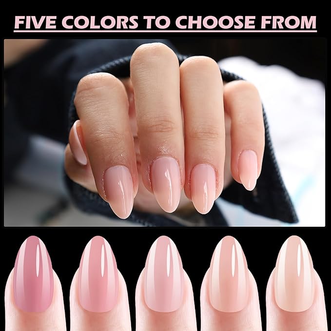 Almond Short Press on Nails Full Cover Pre-shaped Thick Fake Acrylic Nail Tips, 5 Colors, Manicure Salon & DIY at Home 150 PCS 15 Sizes