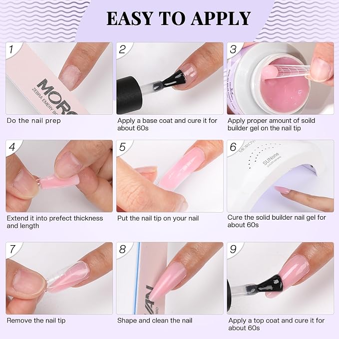 Morovan Solid Builder Gel Kit: 5 Color Series Builder Gel for Nails 3D Sculpting Carving Nail Art Non-Sticky Hard Gels for Nail Extension Manicure DIY at Home and Salon