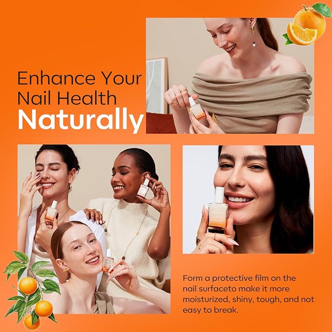 modelones Nail Strengthener Cuticle Oil for Nails Orange Nail Oil for Growth and Strength Nail Growth Oil Cuticle Care Quick Dry Nail Care Moisturize and Strengthen Damaged Nails 15ml 0.5Fl Oz