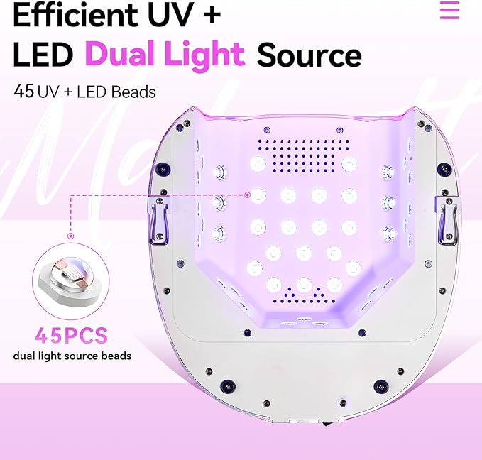 Makartt UV Nail Lamp – 30W Fast Curing UV Light with Handle Rechargeable Cordless Nail Dryer for Gel Polish with 45 Beads Dual Lights 4 Timers LCD Smart Sensor for Nail Art Design(Gradient Purple)