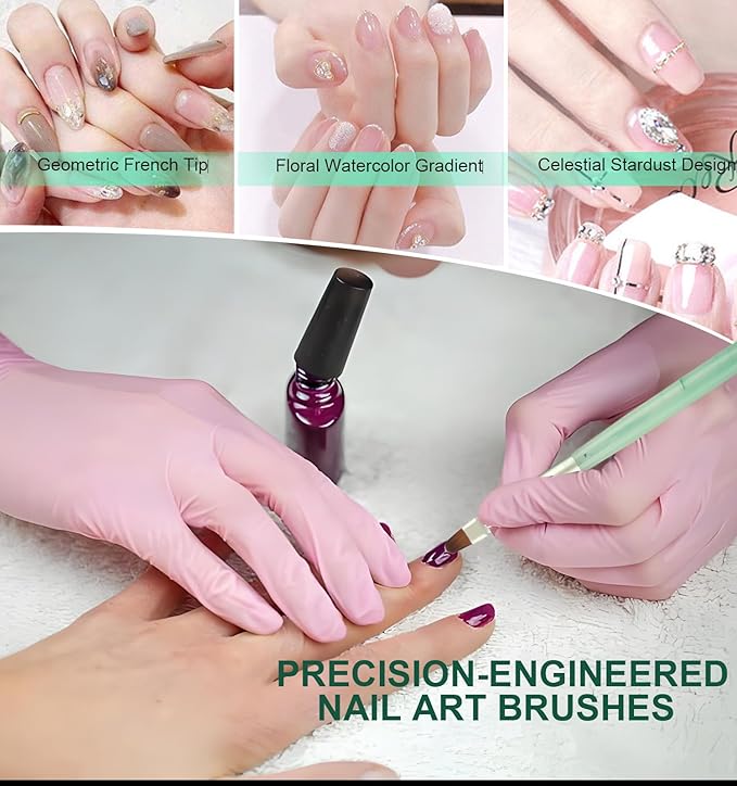 Nail Art Dust Remover Brush, 3-Piece Set, Soft Cleaner Brush with Cute Fruit Design for Makeup Application (Green)