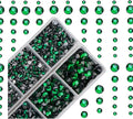 4000pcs Mixed Size Hot Fix Round Crystals Gems Glass Stones Hotfix Flat Back Rhinestones (Emerald)