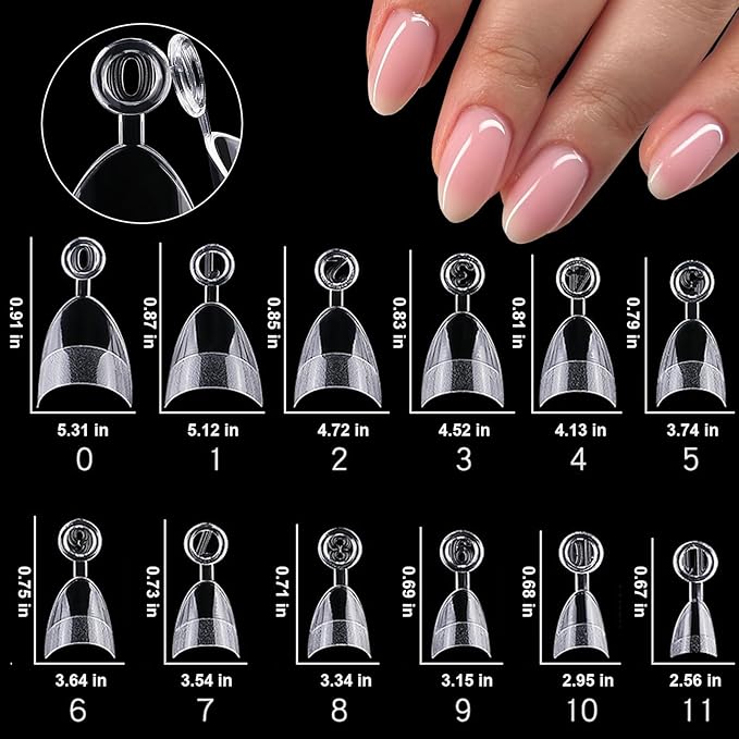 LoveOurHome 600pc French XS Stiletto Nail Tips Clear Fake Nails French Short Almond Nail Tips Soft Gel Almond Nail Tip Half Cover False Nail Tip for Acrylic Nails Gel Extension
