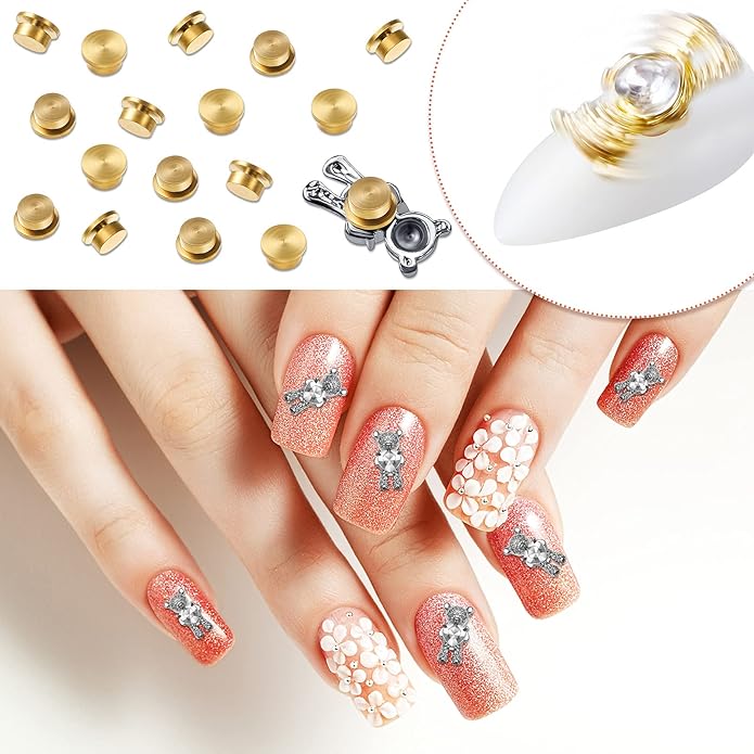 Leelosp 30 Pieces Spinning Nail Charms Nail Art Rotating Charm Bearing Art Tool Rings Jewelry Rotating Tools 3D for Women Girls Crafting Jewelry Accessories