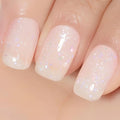 YTD Likomey Brocade Glitter Gel Nail Polish,Nude Iridescent 15ml Milky White Shimmer Jelly Translucent Neutral Holographic Sparkly Flakes Home DIY UV Nail Art Varnish,SF347