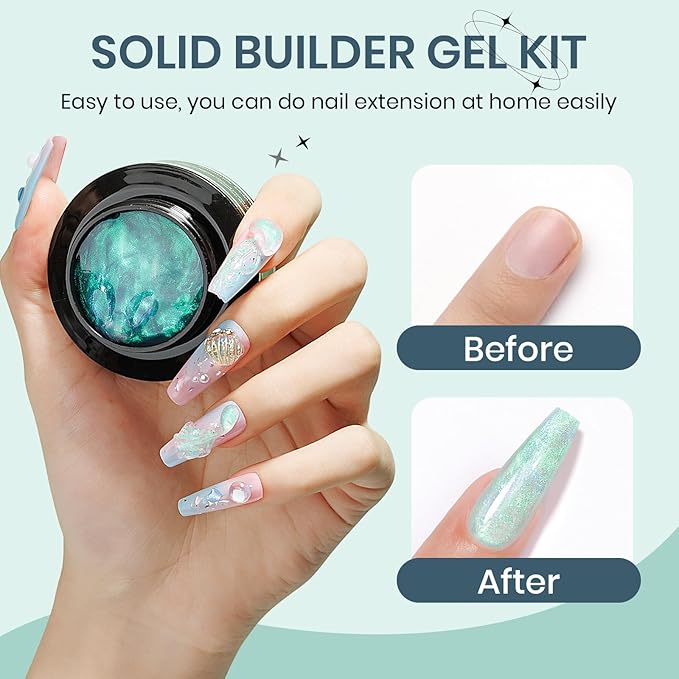 3 Colors Solid Builder Gel for Nails Extension Non Stick Hand Hard Gel with Dual Form 3D Nail Sculpture Gels Nail Strengthen for Home DIY Nails Salon