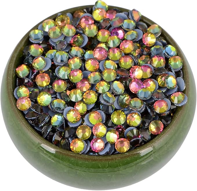 NCB 2880pcs Hotfix Rhinestones, Round Flatback Crystal Glass Hot Fix Rhinestones for Crafts Clothes Shoes Shirts Caps Decoration (Vitrail Medium, SS10 2.8mm)