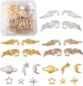 Pandahall 120Pcs Zinc Alloy Cabochons Charms Enamel Settings Mixed Shapes Wing Star Moon Asterism Links Cobochons for DIY UV Resin Epoxy Resin Filling
