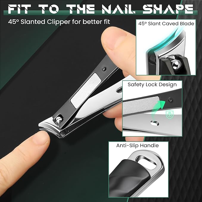 Nail Clippers Set for Men & Women – Professional Toenail Clippers for Thick Ingrown Nails for Seniors, Ultra Sharp Stainless Steel Fingernail Clipper & Nail Cutter, Gift Idea