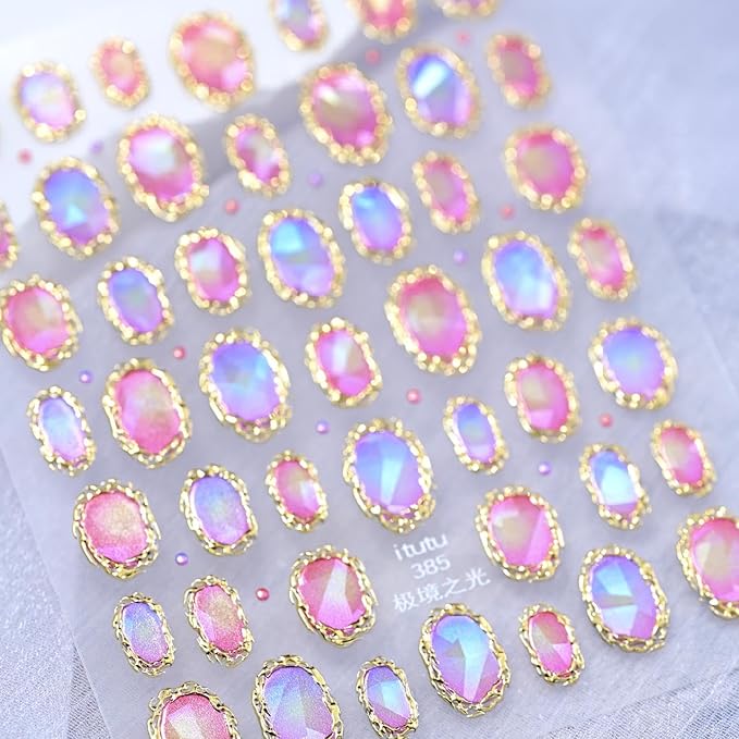 Gold Nail Stickers Star Nail Art Stickers with Ombre Design Circle Nail Decals for Nails Art 5D Self Adhesive Nails Supplies for Women Girls Kid Manicure Decoration 2 Sheets