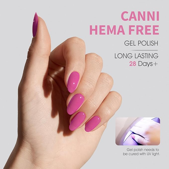 CANNI Red Pink Gel Nail Polish, 1Pcs Red Gel Polish Baby Pink Color Nail Polish High Gloss Soak Off U V Nail Manicure Salon DIY