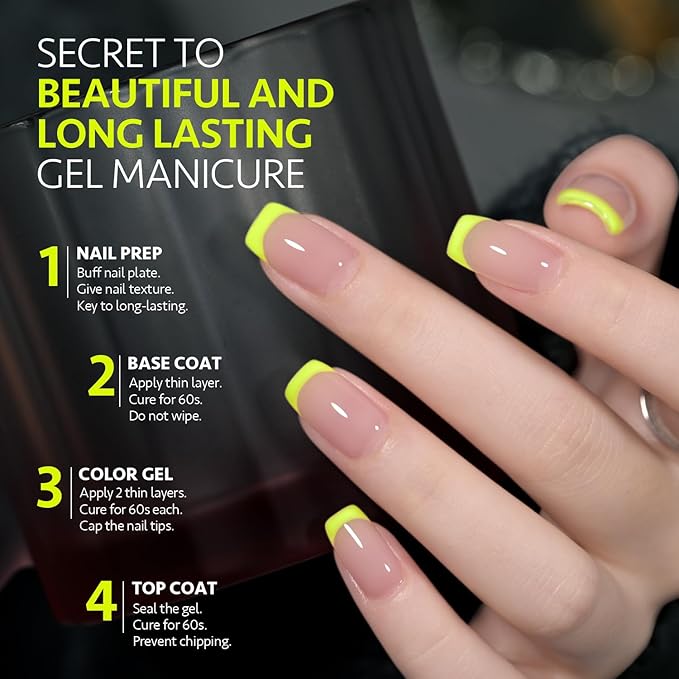 GAOY Neon Yellow Gel Nail Polish, 16ml Soak Off Gel Polish, UV Light Cure for Nail Art DIY Manicure at Home, 2449 Neon Yellow