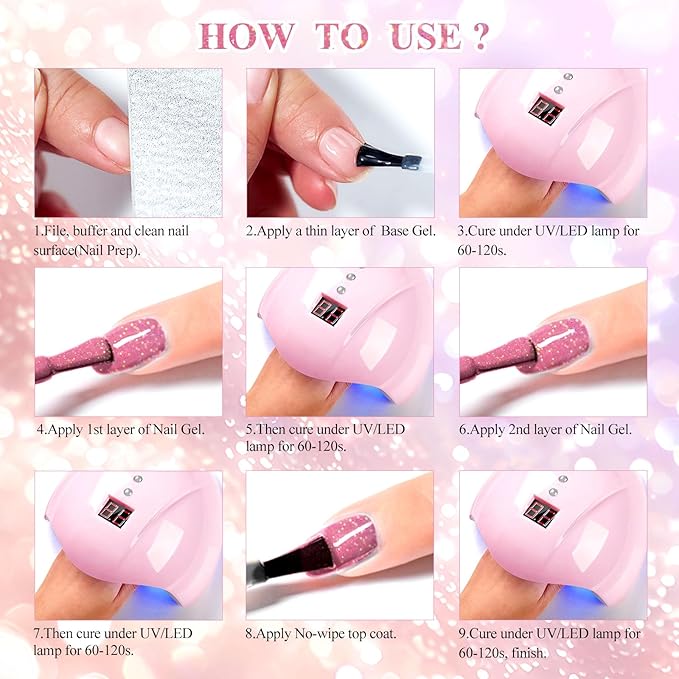 MTSSII Reflective Glitter Gel Polish Gold Silver Pink Glitter Sparkly Shiny Disco DJ LED Gel Nail Polish Nail Varnish 12PCS 7ml