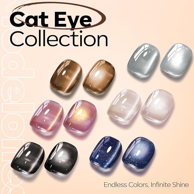 modelones Brown Cat Eye Gel Nail Polish Latte Shimmer 9D Magnetic Cateye Gel Nail Polish UV LED Soak Off Winter Nail Manicure 15ML
