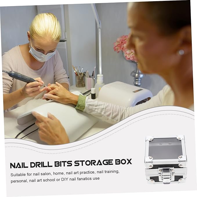 Angoily Professional Acrylic Nail Drill Bit Storage Box Polishing Organizer for Manicure Tools Display Case for Salon and Home Use Stylish and Functional Design