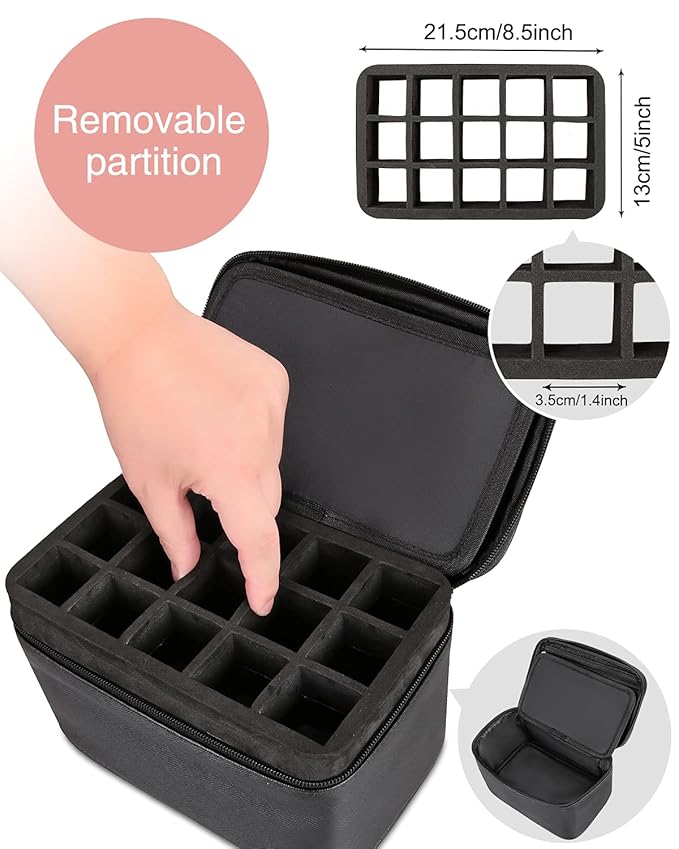 Nail Polish Bag Nail Art Set Organizer Nail Polish Travel Case Nail Tool Bag With Compartment Gift for Women (black)