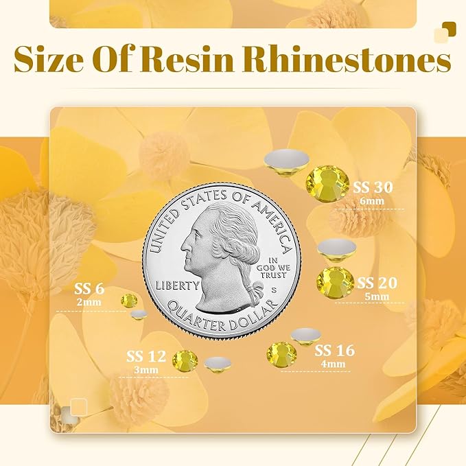 12000PCS 2mm Resin Rhinestones Bulk for Crafting (Lemon Yellow), Flatback Bedazzling Crystals for Crafts DIY Nail Decoration, Gems Charms for Tumbler Shoes Clothing Fabric with Pickup Pen And Tweezers