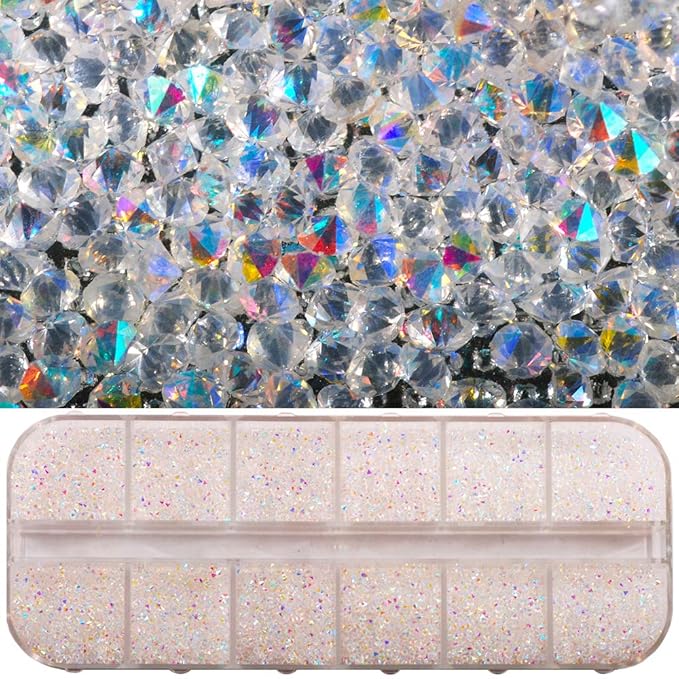 17280Pcs Micro Crystal Strass Glass Nail Art Rhinestones 1.1MM Mini Diamond Manicure DIY Accessories (AB)
