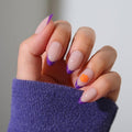 Glamnetic x Fanatics Press On Nails - Clemson Tigers | Short Almond Fake Nails, Collegiate Tiger Purple French Tips, College Nails, Salon-Quality | 15 Sizes - 30 Nail Kit with Glue