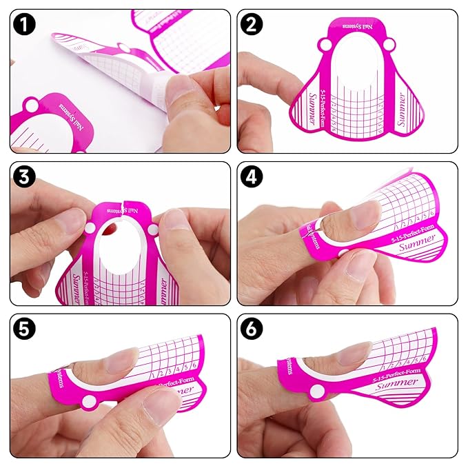 G2PLUS Nail Forms for Gel Builder, 500PCS Nail Extension Forms, Rose Nail Forms for Acrylic Nails, Reusable Nail Tip Guide Stickers for DIY and Home Use Salon Supplies