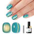 modelones 9D Magnetic Cat Eye Gel Nail Polish Green Holographic Mint Blue Golden Shimmer, 15ML UV LED Soak Off Gel Nail Art Manicure 15ML