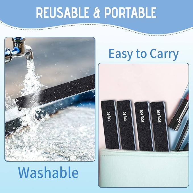 Professional 12 Pcs Emery Board for Acrylic & Gel Nails - 80/80 Grit, Double Sided Coarse Nail File for Home & Salon
