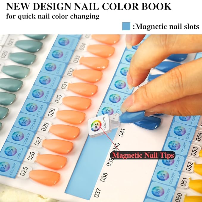 120 Magnetic Nail Color Book,Leather Magnetic Color Display Book with 120 Magnetic Tips & 1-120 Number Labels,Perfect for Nail Polish Nails Art Design(Grey)