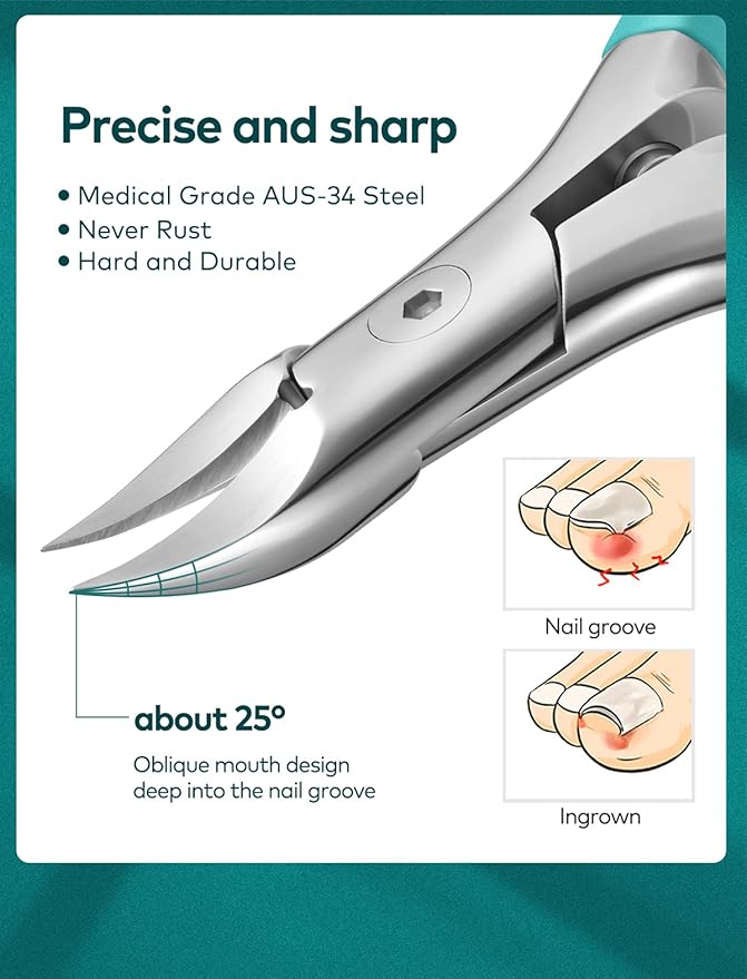 MR.GREEN Nail Clippers for Thick & Ingrown Toenails ,Heavy Duty Professional paronychia Tools with Ingrown Nail File,Stainless Steel Toe nail Clipper with Rubber Handle for Men, Women, Elderly