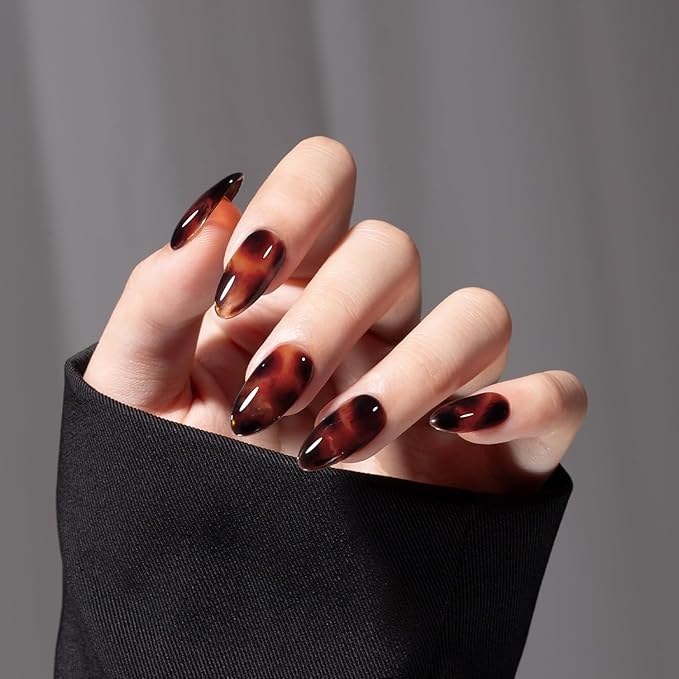MEGIOR Tortoise Sheer Jelly Gel Nail Polish 0.5 Fl Oz Jelly Brown Caramel Transparent Soak Off UV LED Lamp Light Cure Amber Gel Polish for Salon and Nail Art Starter Manicure DIY at Home