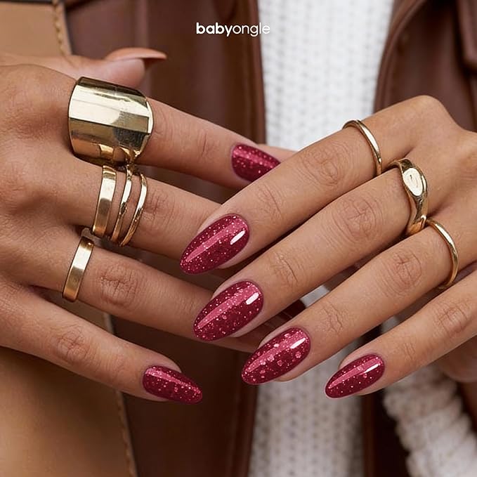 Glitter Red Nail Polish, 14 ML Quick Dry Nail Polish for Nail Art DIY Manicure at Home, Chip Resistant Nail Lacquer for Nail Art Varnish, Long Lasting, BOG130