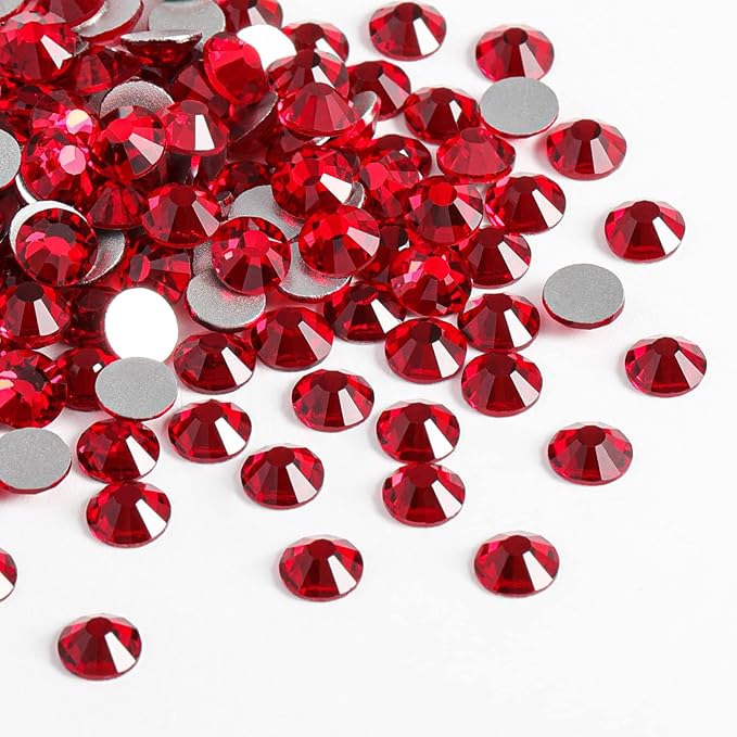 Beadsland Flat Back Crystal Rhinestones Round Gems for Nail Art and Craft Glue Fix, Siam, 3.8-4.0mm, SS16/1440pcs