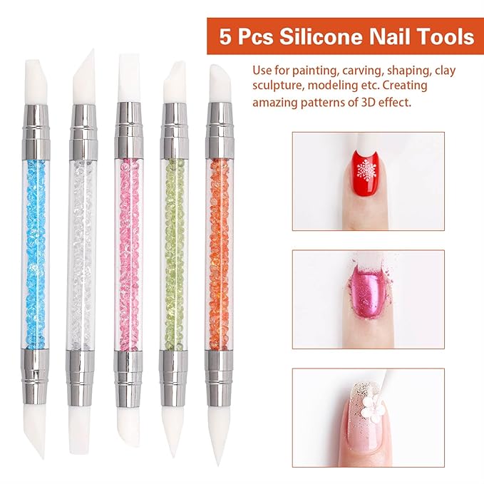 36 Pcs Nail Art Brush Set - Fine Liner, Striping, Dotting, Silicone Tools, 3D Gel Pen, Acrylic Design Brushes