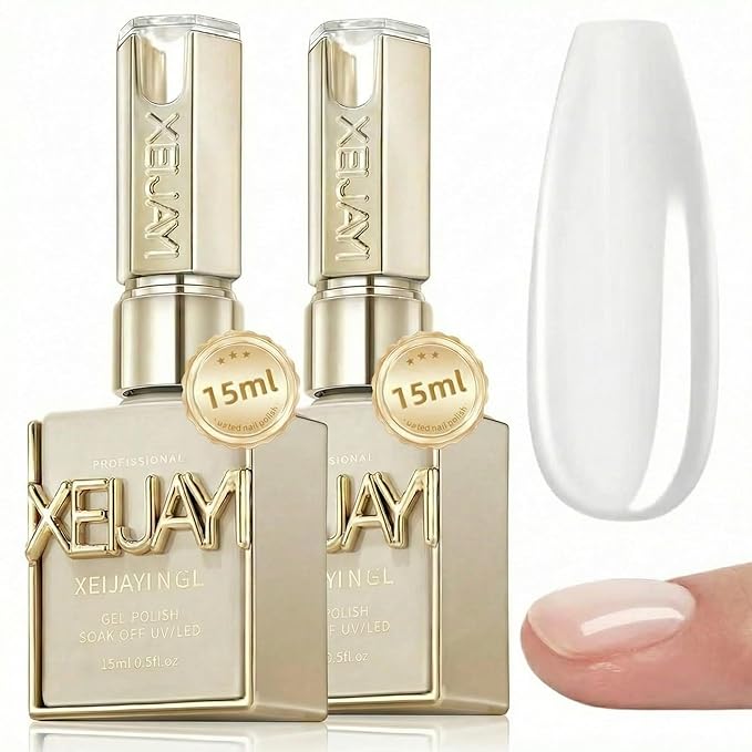 Xeijayi Clear Builder Gel for Nails 15ml – Soak-Off UV/LED – Strengthening “Builder in a Bottle” – Nail Extension & Overlay – Self-Leveling, Quick Cure, Chip-Resistant, Professional Gel (2, 15 ml)