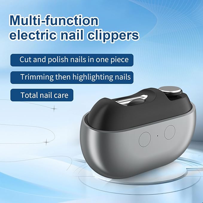 Electric Nail Clippers for Seniors,Smart Nail Clippers 2026 New 3 in 1 Electric Toenail Clipper with Polishing and LED Light,Smart Toenail Clipper 2 Adjustable Speeds for Adults,Baby (Grey)