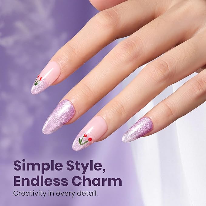 Beetles Glitter Gel Nail Polish - 15ml Spring Summer Gel Polish Light Purple Lilac Bloom Colors Soak Off UV LED for DIY Salon Home Manicures Easter Gift for Women Girls