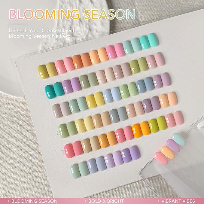 GAOY 42 Pcs Gel Nail Polish Kit, Pastel Spring Summer Pink Green Colors Gel Nail Polish Set with Glossy & Matte Top Coat and Base Coat for Salon and DIY Manicure at Home