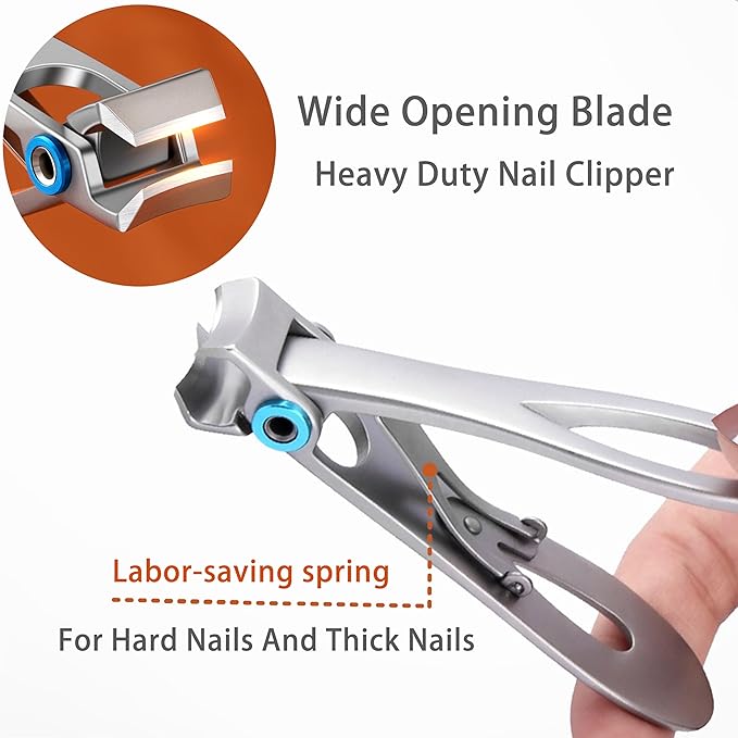 Toenail Clippers for Seniors Thick Toenails Angled Head Large Toe Nail Clippers Heavy Duty Ingrown Toenail Clippers with Wide Jaw Slanted Nail Trimmer Cutter