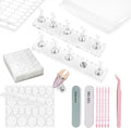 Nail Stand with 480 Pcs Nails Sticky Tabs for Press On Display Practice Magnetic Fake Nail Holder for Painting,20 Sheets Nail AdhesiveTabs,Double-Sided Tape,Press On Nail kit Salon Home