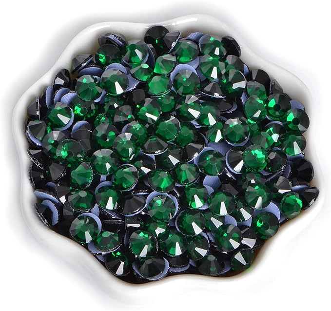 2880 Pieces SS3 Emerald Hotfix Rhinestones Flatback Round Crystal Glass Rhinestones Gems for Crafts Nail Face Art Clothes Shoes Bags DIY