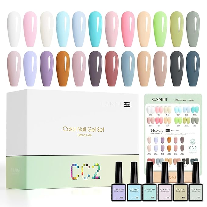 CANNI 30Pcs Gel Nail Polish Set - 9ML Spring Summer Colors Hot Pink, Green, Yellow, Blue, Purple Pastel Gel Kit, Soak Off UV LED Nail Polish for DIY Manicure at Home & Salon