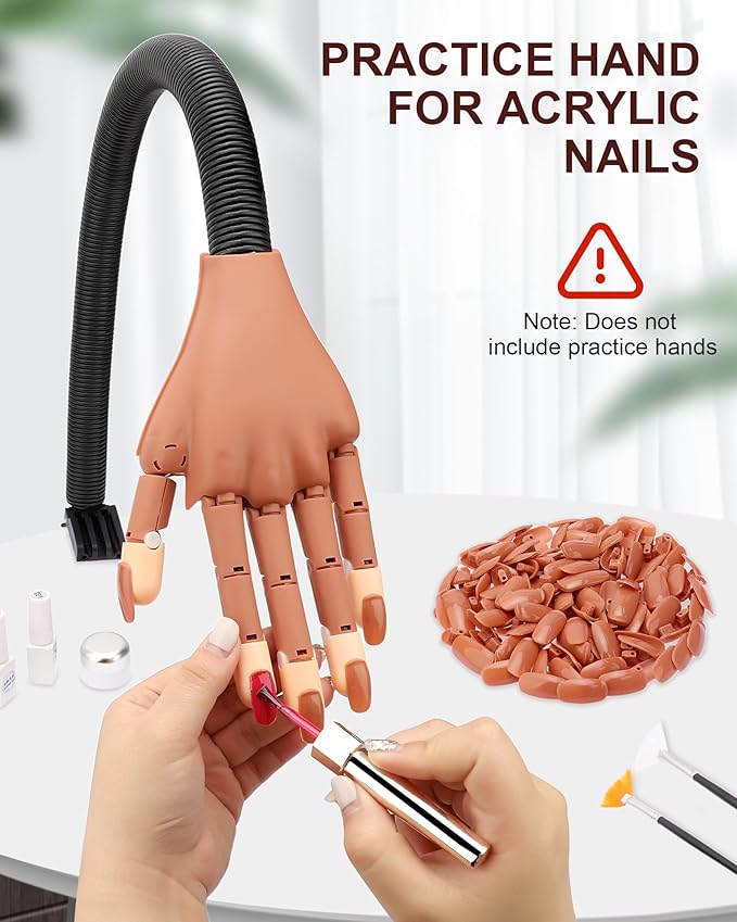 100PCS Replacement Nail Tips for Acrylic Nails Practice Hand, Brown Fake Nails with box for Nail Hand Practice